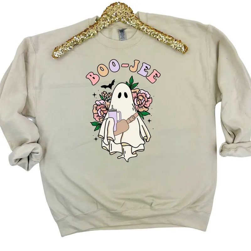 Floral BOO-JEE Ghost Sweatshirt T-Shirts, Hoodie | WearSparks.com
