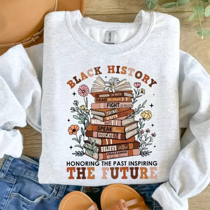 Floral Book Black History Honoring The Past Inspiring The Future Shirt, Book Lover, Black History Shirt, Black History...
