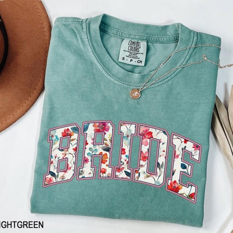 Floral Bride T-Shirt, Bride Shirt, Bridal Shower Gift, Honeymoon Vibes, Wifey T-Shirt, Bride Groom, Honeymoon T-shirt....