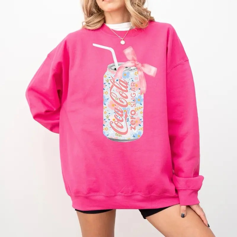 Floral Coke Zero Soda Can Sweatshirt, Coke Zero Sweatshirt, Coquette Coke Zero Sweatshirt T-Shirts, Hoodie | WearSparks.com
