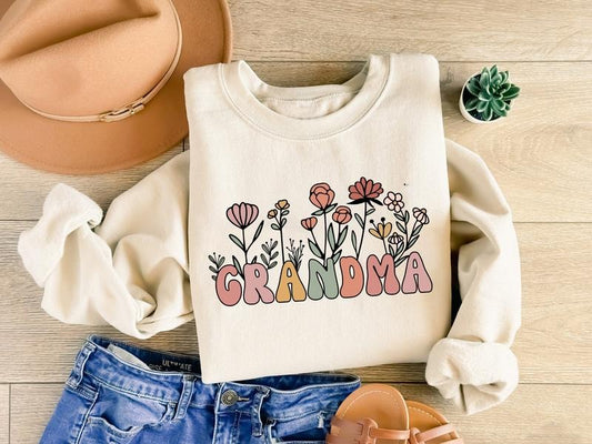 Floral Grandma Sweatshirt, Nana Sweatshirt, Grandma Sweasthirt, Mother's Day Gift, Grandmother Sweatshirt, New Mom,...