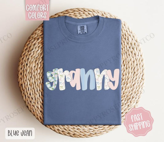 Floral Granny Comfort Colors Shirt, Cute Spring Grandma Tshirt, Coquette Granny Tee Hoodie, Sweatshirt | WearSparks.com