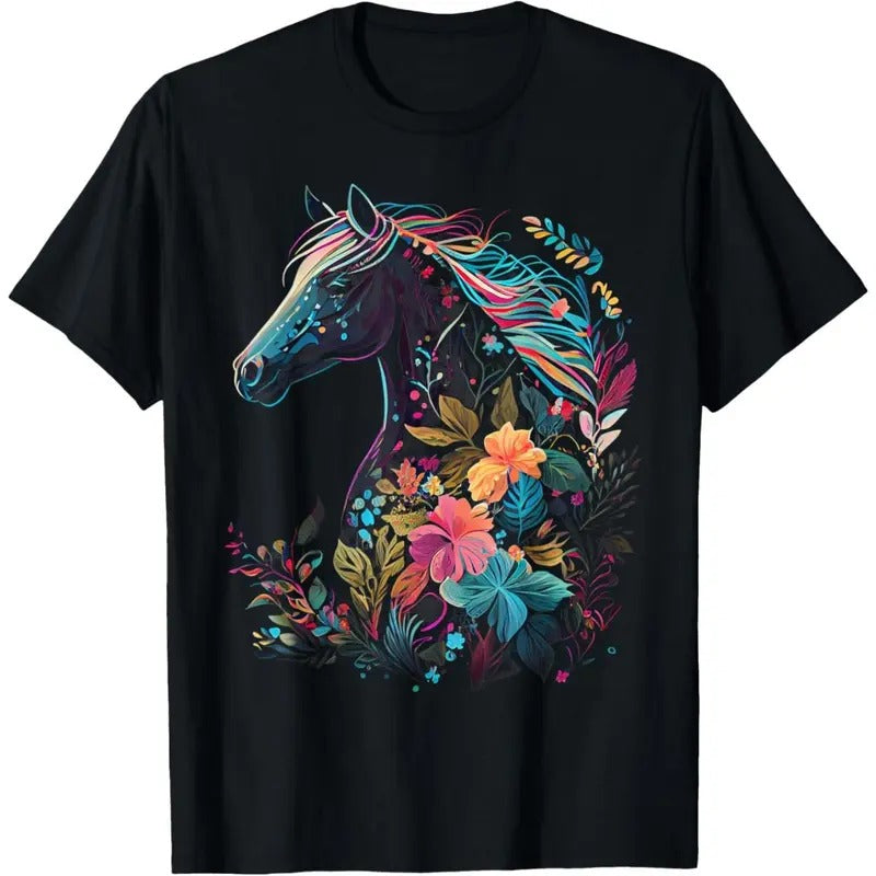 Floral Horse Spring Nature Horse Lovers Graphic T-Shirt made in usa Hoodie, Sweatshirt | WearSparks.com