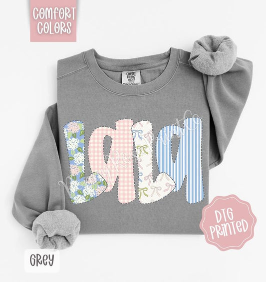 Floral Lala Comfort Colors Sweatshirt, Cute Grandma Sweater, Coquette Crewneck T-Shirts, Hoodie | WearSparks.com