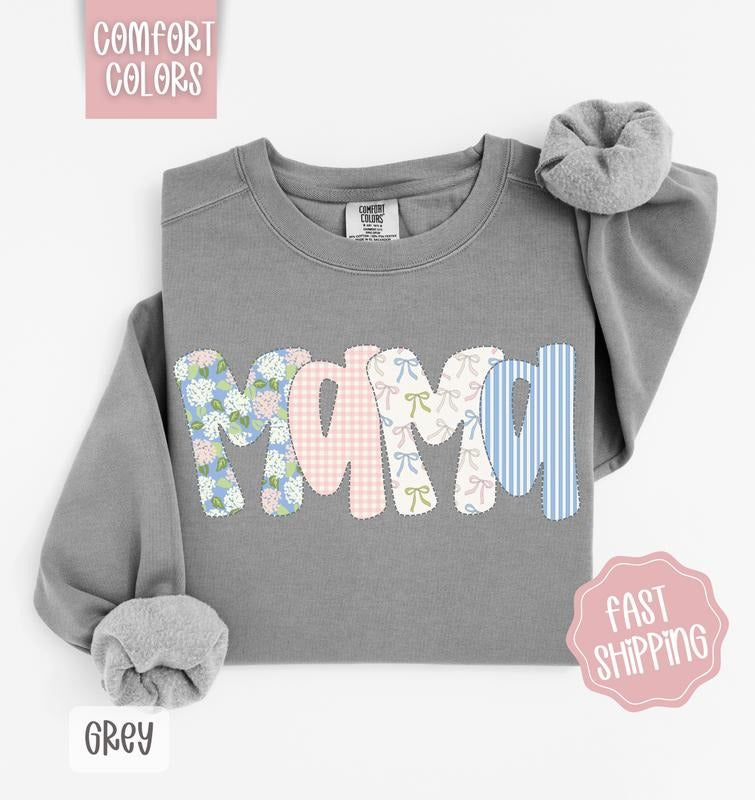 Floral Mama Comfort Colors Sweatshirt, Cute Spring Mom Sweatshirt, Coquette Mama Sweatshirt T-Shirts, Hoodie | WearSparks.com
