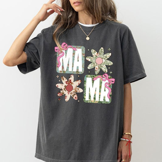 Floral Mama Coquette Comfort Colors Shirt, Coquette T-shirt, Mama Floral Graphic Tee, Girl Mom Clothing, Mothers Day...