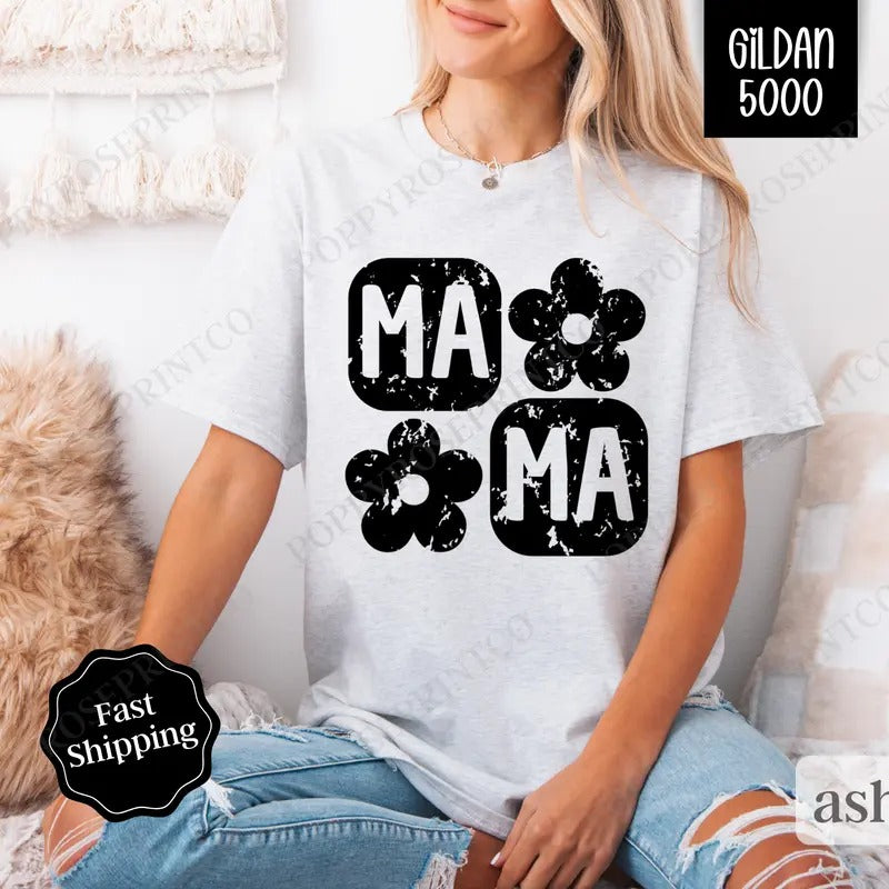 Floral Mama Shirt Gildan, Trendy Women's Tee, Cute Women's Tshirt Plus Sizes Hoodie, Sweatshirt | WearSparks.com