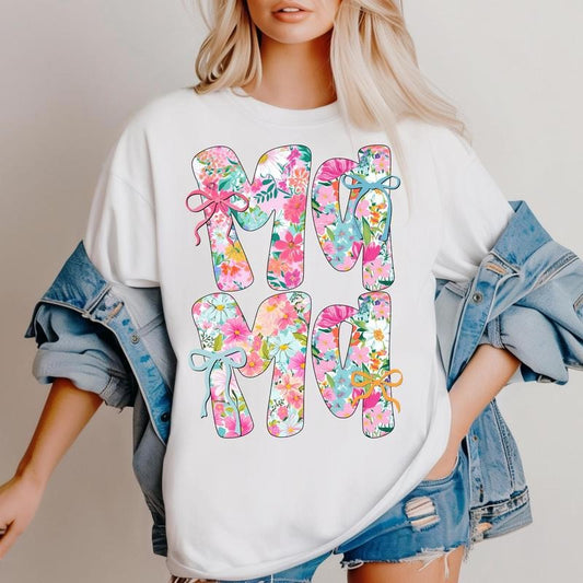 Floral Mama Shirt, Preppy Retro Mama Design, Mama Flower Shirt, Mother's Day Gift Shirt, Mom Aunt Nana Mimi Sublimation...