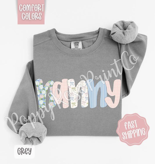 Floral Nanny Comfort Colors Sweatshirt, Cute Spring Grandma Sweater, Coquette Flower Crewneck, Gift for Her T-Shirts, Hoodie