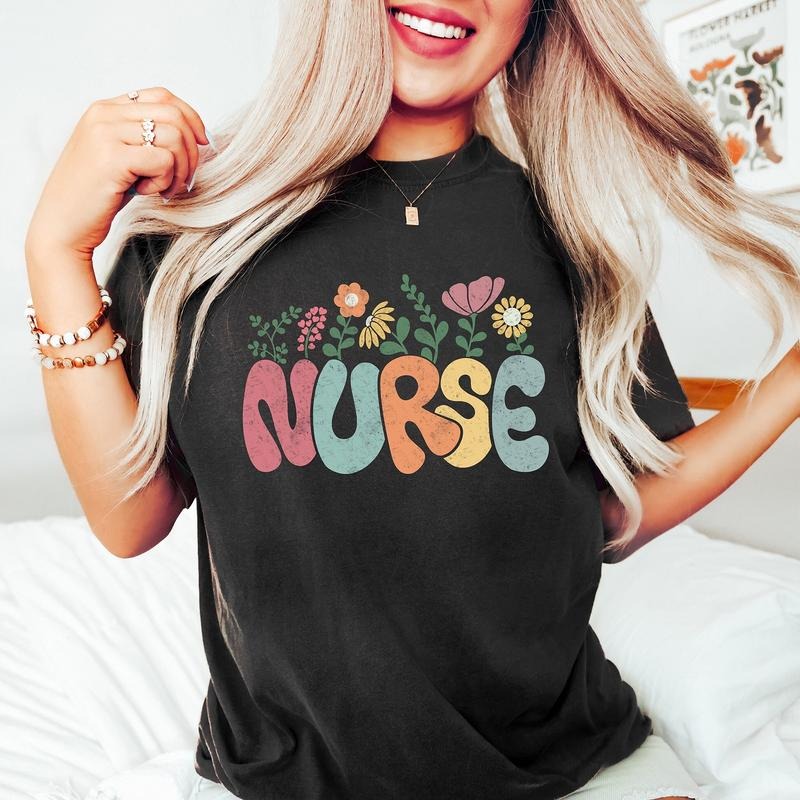 Floral Nurse Shirt, New Nurse Gift, Nurse Appreciation, Nurse Student Tee, Registered Nurse Shirt, Nursing School Tee,...