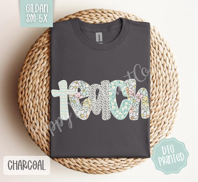 Floral Teach Gildan Shirt, Cute Teacher Tshirt, Trendy Polka Dot Tee, Gift for Her Hoodie, Sweatshirt | WearSparks.com