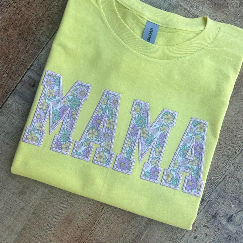 Floral glitter Mama Applique Tee Hoodie, Sweatshirt | WearSparks.com