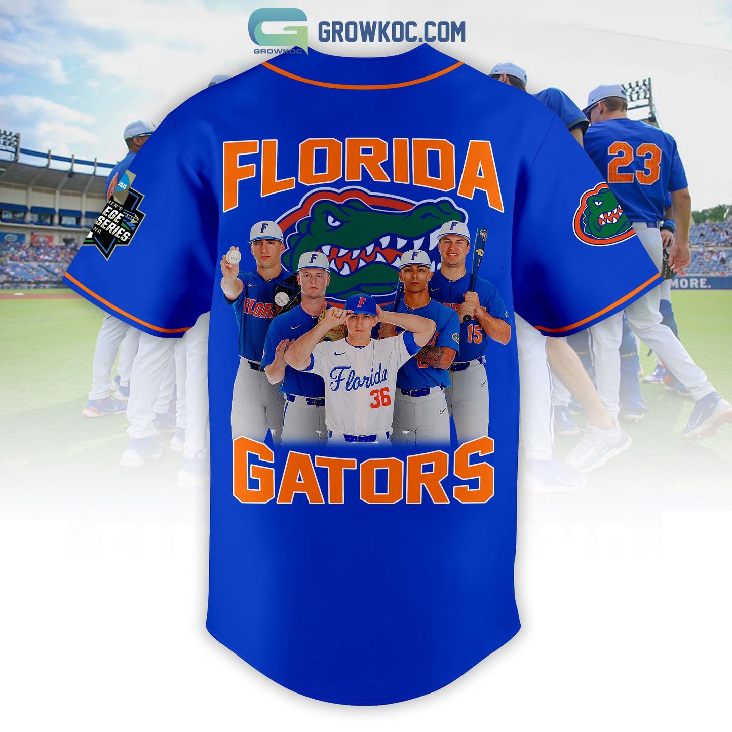 Florida Gator Baseball 2023 World Series Personalized Blue Design Baseball Jersey