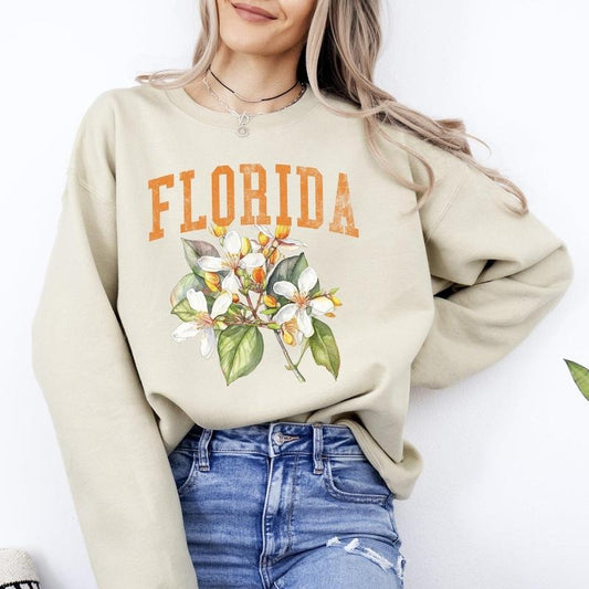 Florida State Flower Sweatshirt, Crew Neck, Women's, Crewneck T-Shirts, Hoodie | WearSparks.com