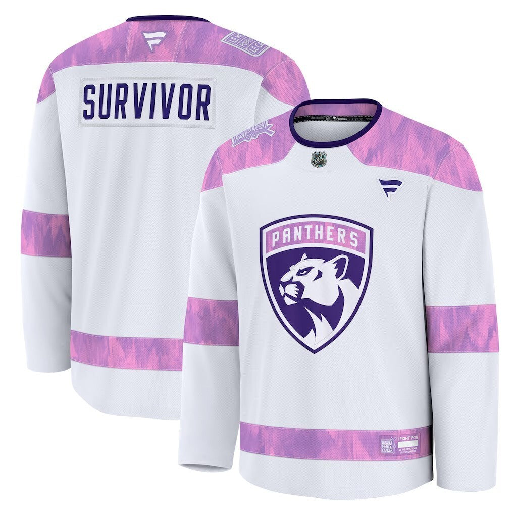 Florida Panthers Fanatics Hockey Fights Cancer Practice Jersey - White