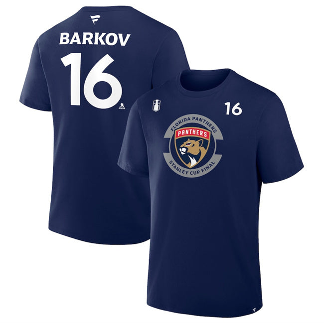 Florida Panthers #16 Aleksander Barkov Navy 2025 Stanley Cup Final Pro Name &