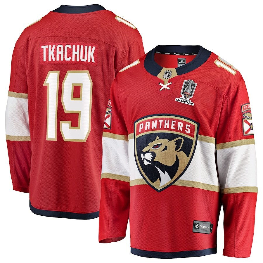 Florida Panthers #19 Matthew Tkachuk 2025 Stanley Cup Champions Breakaway Jersey - Red