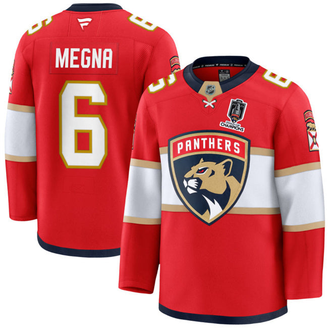 Florida Panthers #6 Jaycob Megna Red Home 2025 Stanley Cup Champions Patch