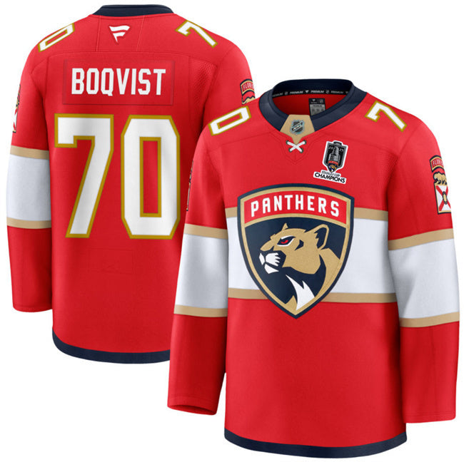 Florida Panthers #70 Jesper Boqvist Red Home 2025 Stanley Cup Champions Patch