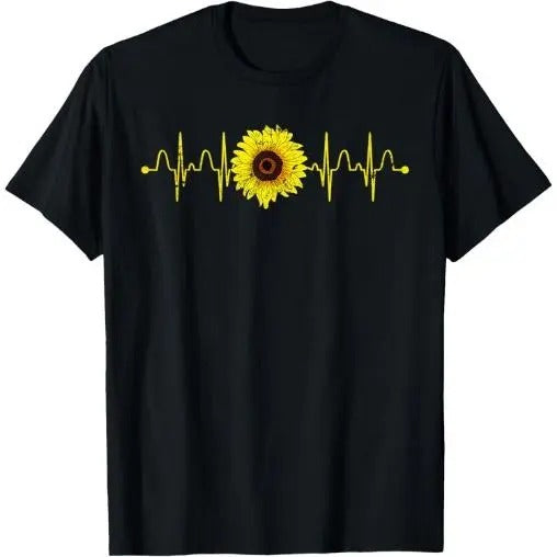 Florist Sunflower Heartbeat Blossom Yellow Flower Sunflower T-Shirt Made in USA Hoodie, Sweatshirt | WearSparks.com