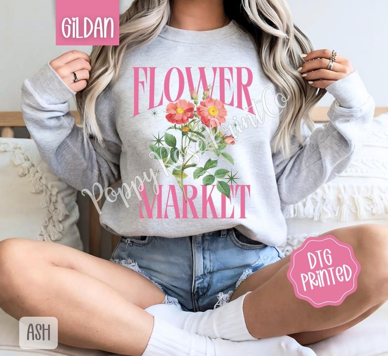 Flower Market Gildan Sweatshirt, Fruit Summer Sweater, Cute Women's Crewneck, Gift For Her T-Shirts, Hoodie | WearSparks.com