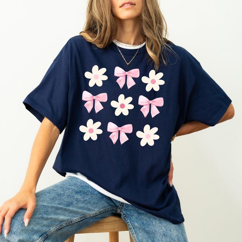 Flowers and Bows, Ribbons, Soft Girl, Coquette, Cute, Tshirt, Women's Comfort Color Tee, Tshirt Hoodie, Sweatshirt