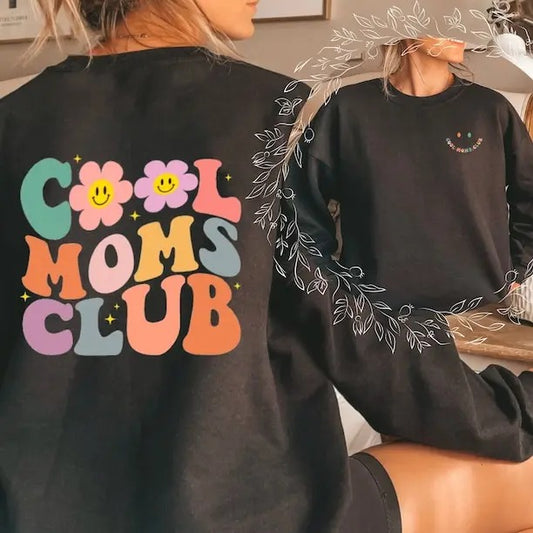 Flowery Cool Moms Club Sweatshirt Gift For Mothers, Wonderful Mommy Crew Neck,Happy Mother's Day Mummy Shirt for...