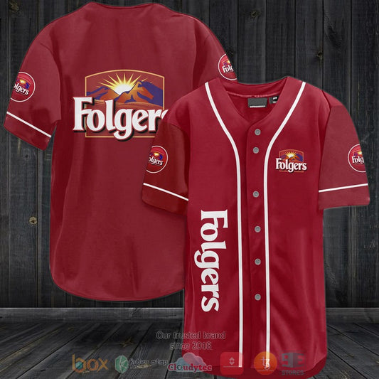 Folgers Coffee red Baseball shirt