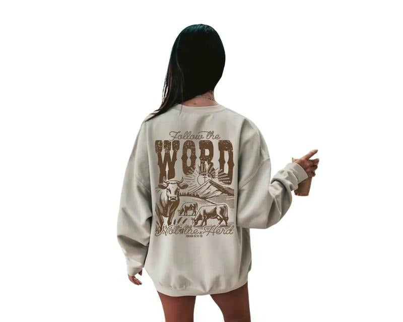 Follow The Word Not The Herd Sweatshirt, Isaiah 8:11-13, Religious Hoodie Cotton Womenswear T-Shirts | WearSparks.com