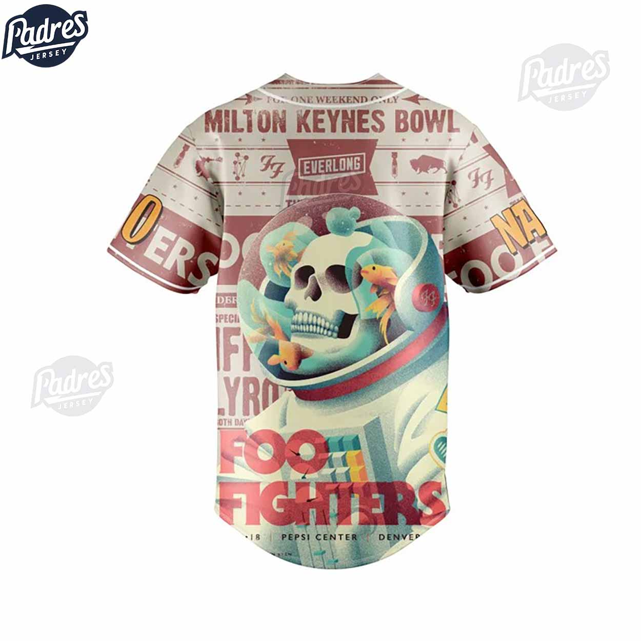 Foo Fighter Custom Baseball Jersey Style - Padres Jersey Oasis: Elevate Your Baseball Style Game T-Shirts,... (Image 2)