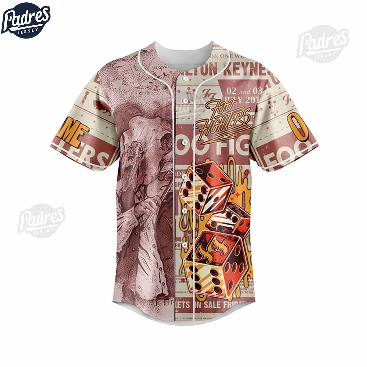 Foo Fighter Custom Baseball Jersey Style - Padres Jersey Oasis: Elevate Your Baseball Style Game T-Shirts,... (Image 3)