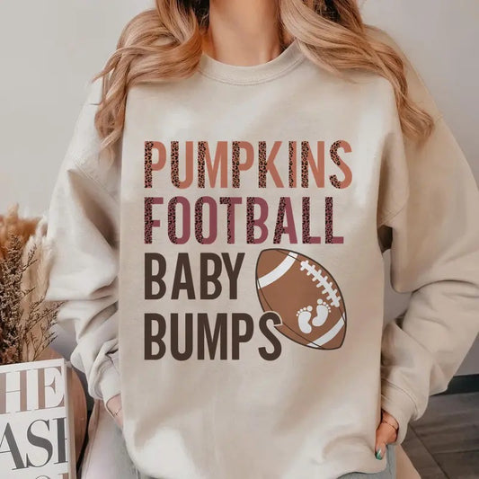 Football Baby Bumps Pregnancy Announcement Sweatshirt Fall Maternity Sweater Football Baby Reveal Hoodie Thanksgiving...