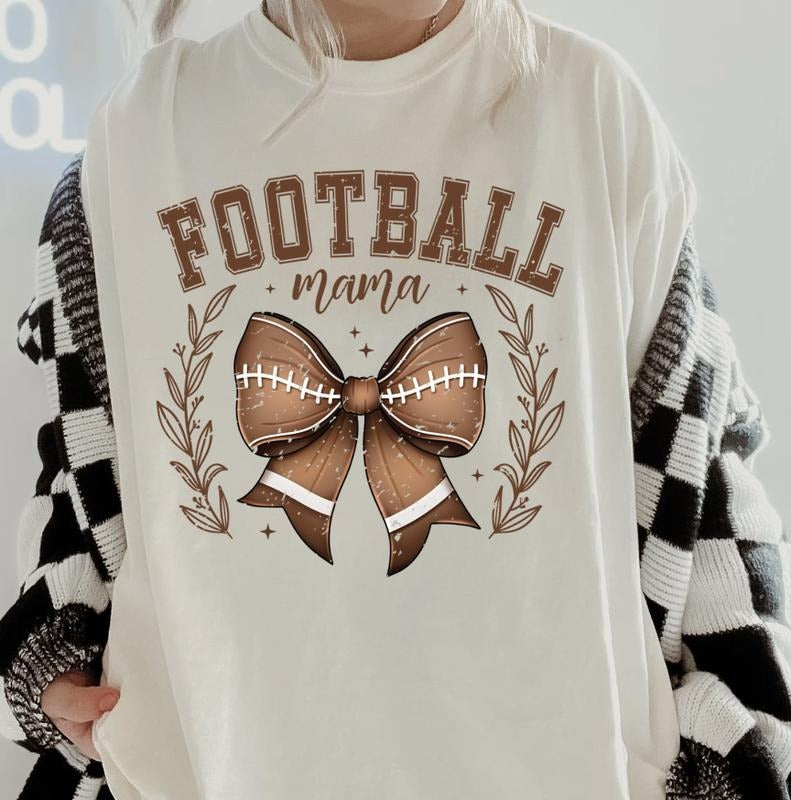 Football Bow Mama Shirt #1~ Unisex Apparel Relaxed Fit Printed In The USA Clothing Womenswear Casual Comfort Cotton Top...