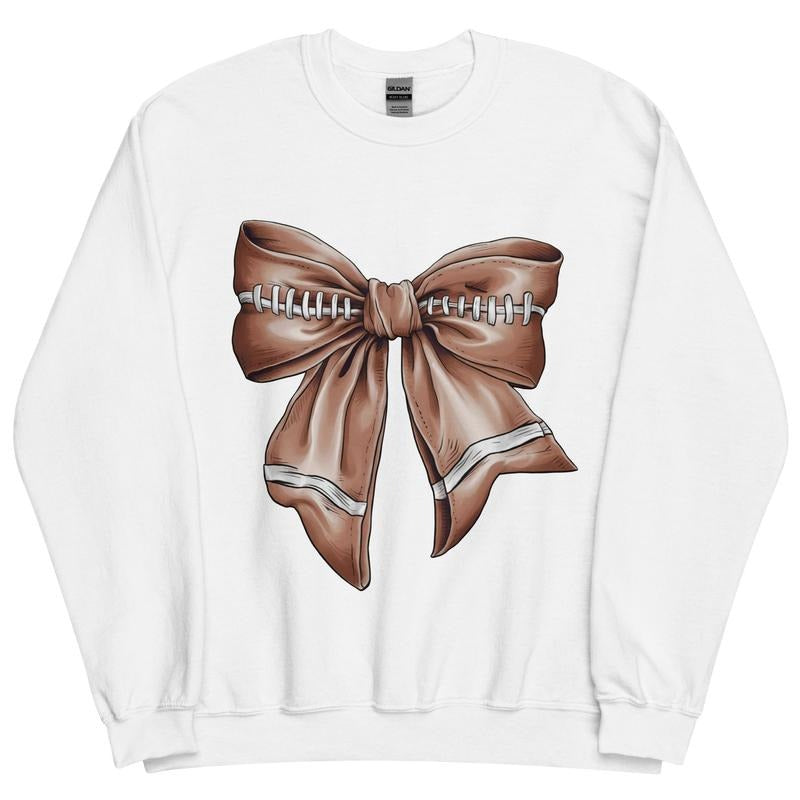 Football Bow Sweatshirt ~ Unisex Apparel Relaxed Fit Printed In The USA Clothing Womenswear Casual Comfort Cotton Top...