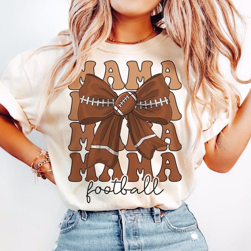 Football Mama T-shirt, Coquette Bow, Football Mom, Retro, Game Day, Sports Hoodie, Sweatshirt | WearSparks.com