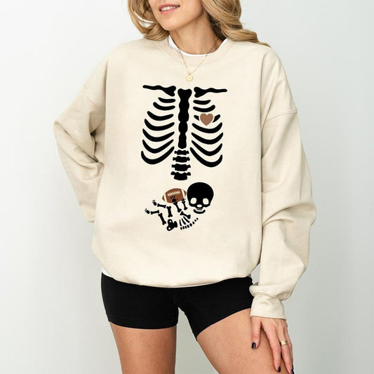 Football Pregnancy Announcement Sweatshirt, Skeleton Halloween Maternity Sweatshirt, Future Sports Fan Sweatshirt, Fall...