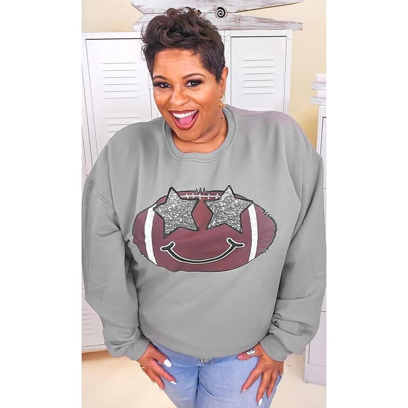 Football Star Smiley Graphic Sweatshirt T-Shirts, Hoodie | WearSparks.com
