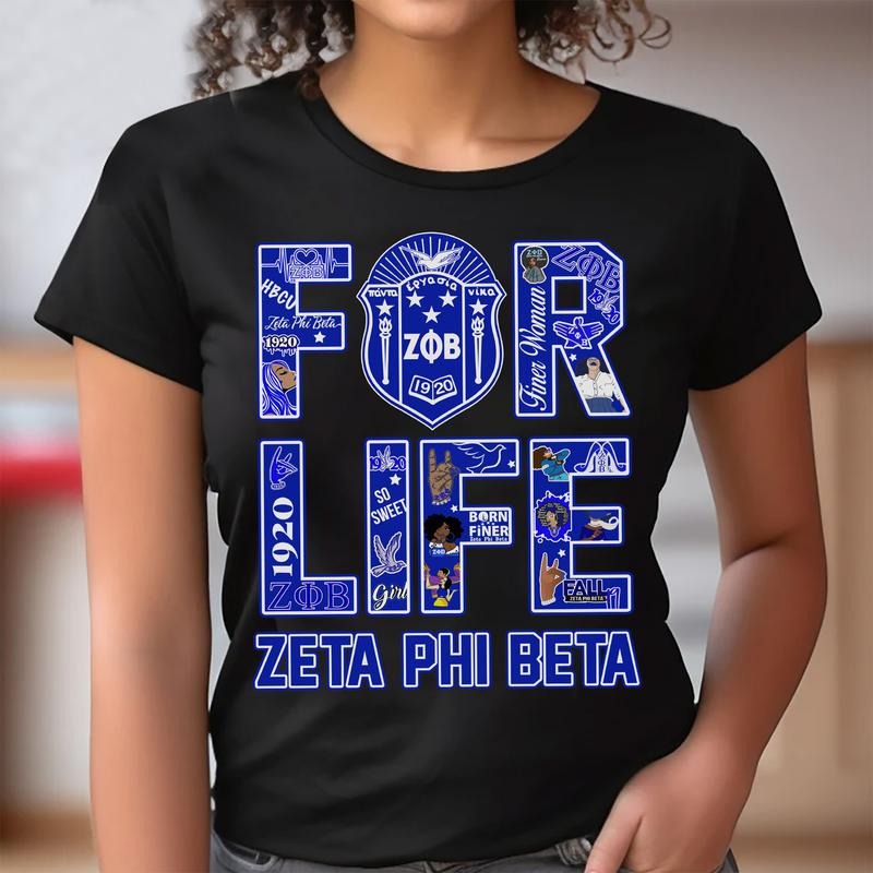 For Life Zeta Phi Beta Shirt, Zeta Phi Beta Sorority Inspired Finer T-Shirt Zeta Tees Z-Phi Shirts Finer Womanhood Shirts...