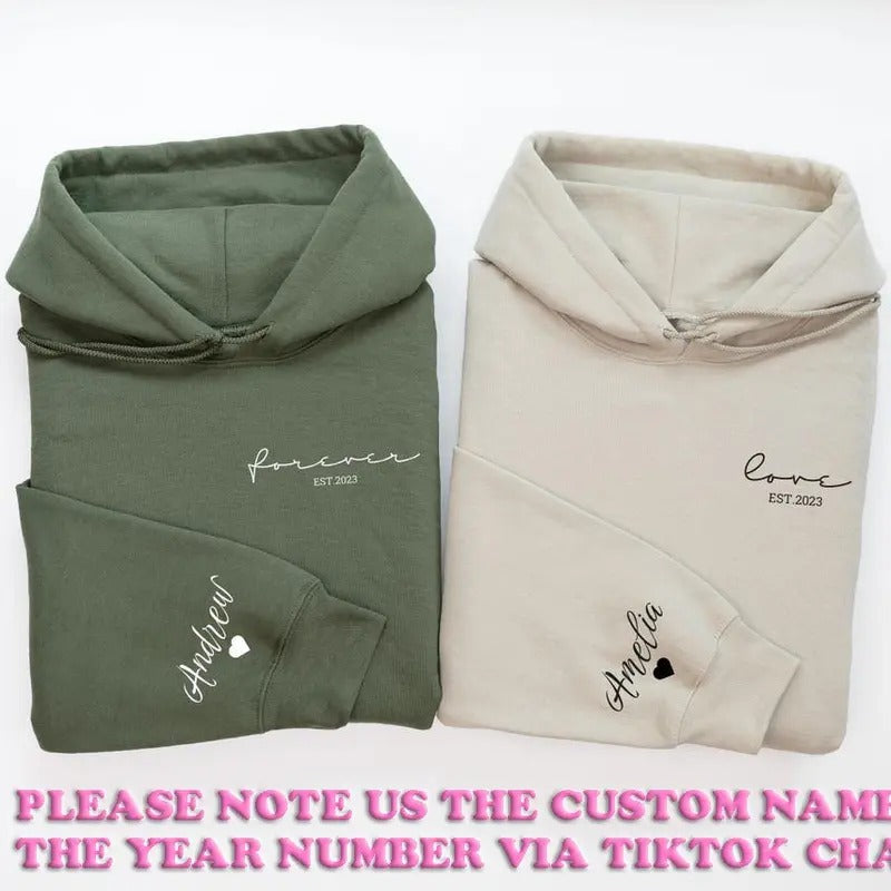 Forever & Love Matching Sweatshirts or Hoodies for Couples - Personalized Custom Names - Unique Valentine Gift -...