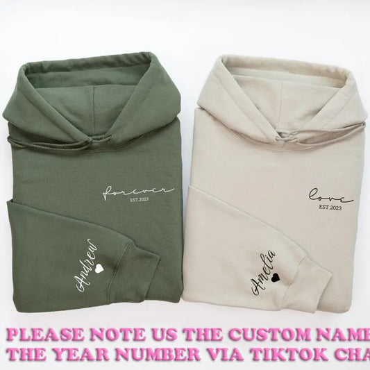 Forever & Love Matching Sweatshirts or Hoodies for Couples - Personalized Custom Names - Unique Valentine Gift -...