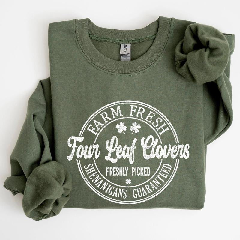 Four Leaf Clovers Farm, St Patrick's Day Sweatshirt T-Shirts, Hoodie | WearSparks.com