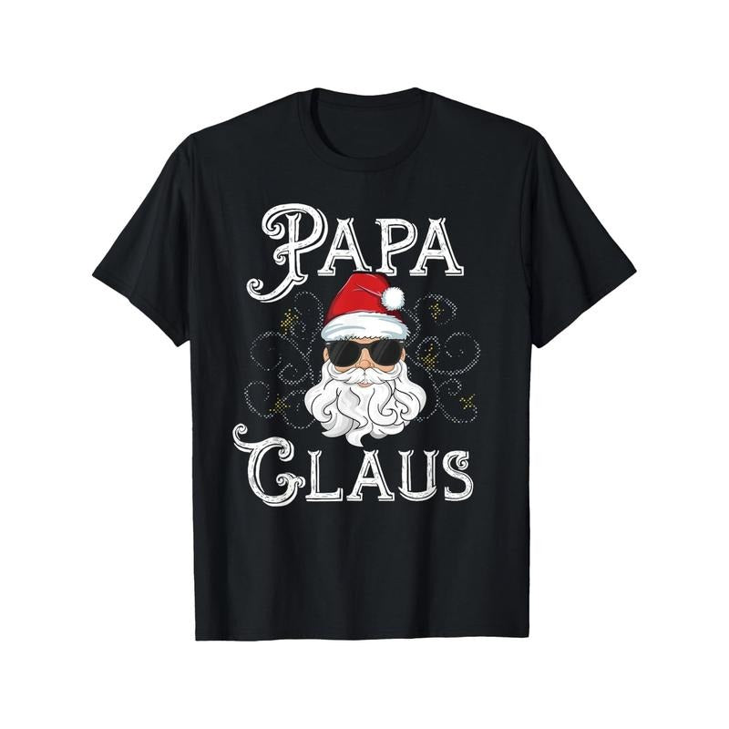 Four Seasons Comfortable Cotton Papa Claus Matching Family Christmas Outfit Xmas Photo Men's T-shirt with Casual Round...