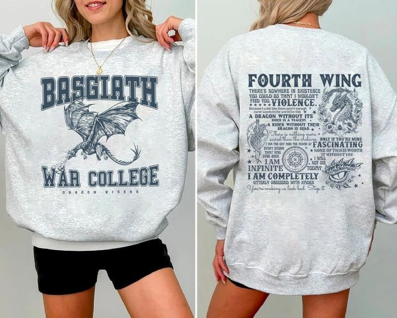 Fourth Wing 4 Legs Dragon Sweatshirt, Basgiath War College Shirt, Bookish Crewneck, Basgiath War College Crewneck, Fourth...