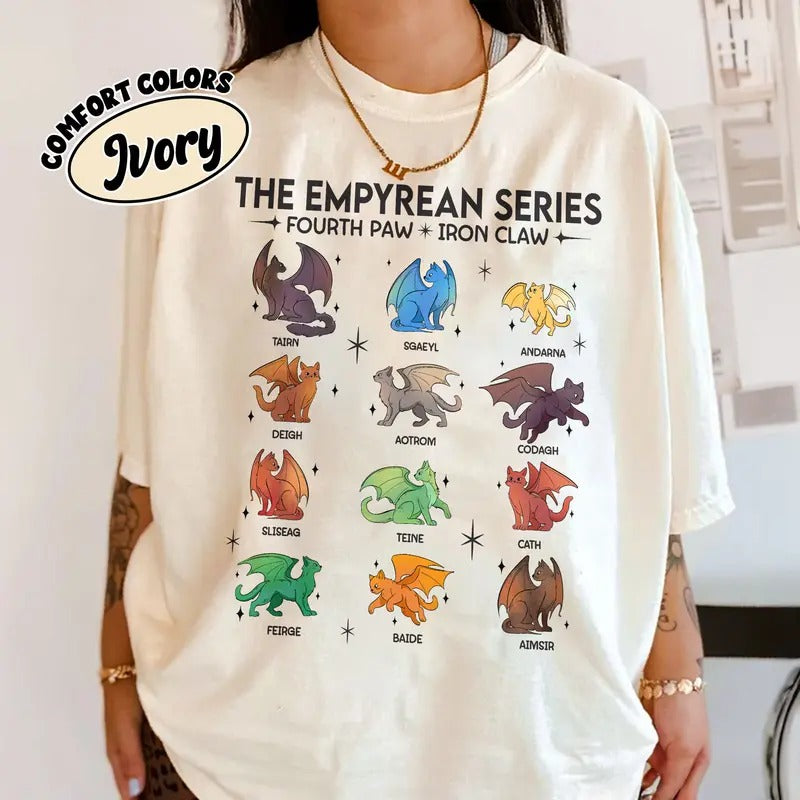 Fourth Wing Cats Comfort Colors Shirt, Fantasy Cat Shirt, Basgiath War College TShirt, Fourth Wing Merch, Bookish Gift...