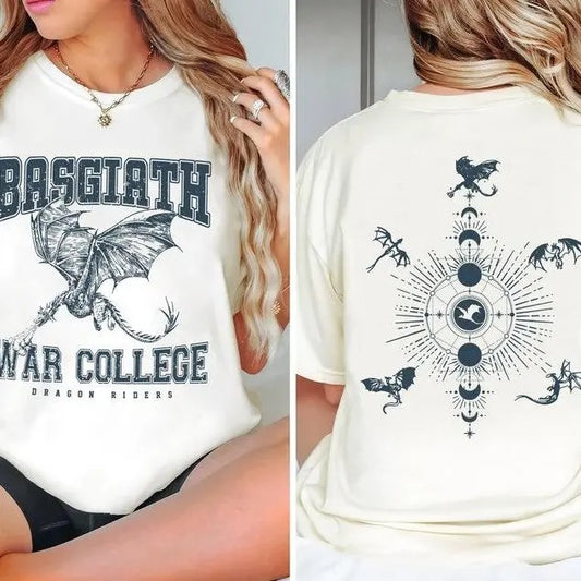 Fourth Wing Double-Sided Shirt, Basgiath War College Shirt, Basgiath War College Gift, Fourth Wing Shirt, Bookish Dragon...