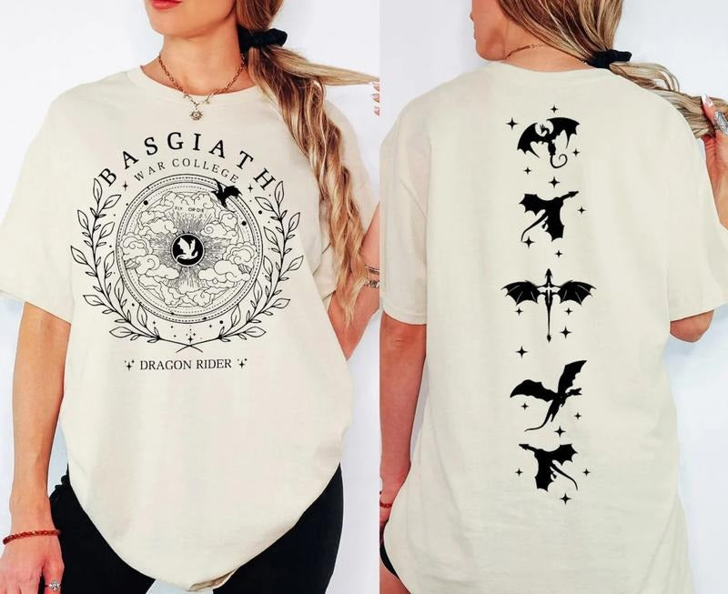 Fourth Wing Double-Sided Shirt, Basgiath War College Shirt, Dragon Rider Sweatshirt, Bookish Sweater, Empyrean Series,...
