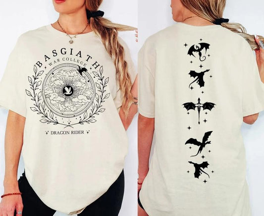Fourth Wing Double-Sided Shirt, Basgiath War College Shirt, Dragon Rider Sweatshirt, Bookish Sweater, Empyrean Series,...