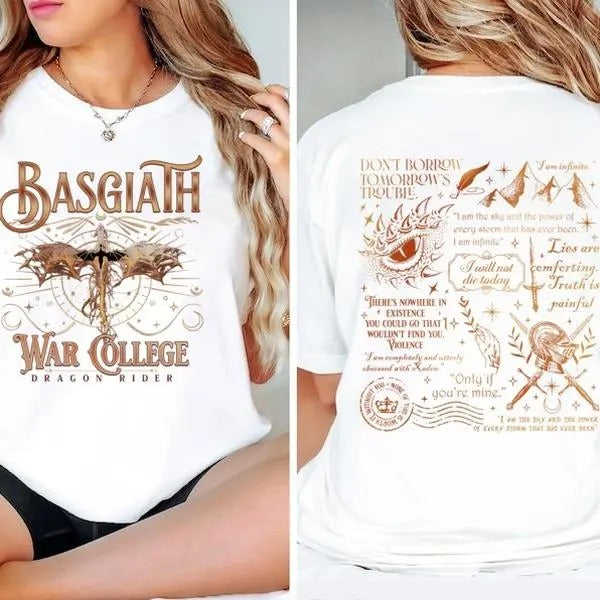 Fourth Wing Dragon Rider 2-Sided Shirt, Riders Quadrant Shirt, Basgiath Shirt, Dragon Rider T-Shirt, Basgiath War College...