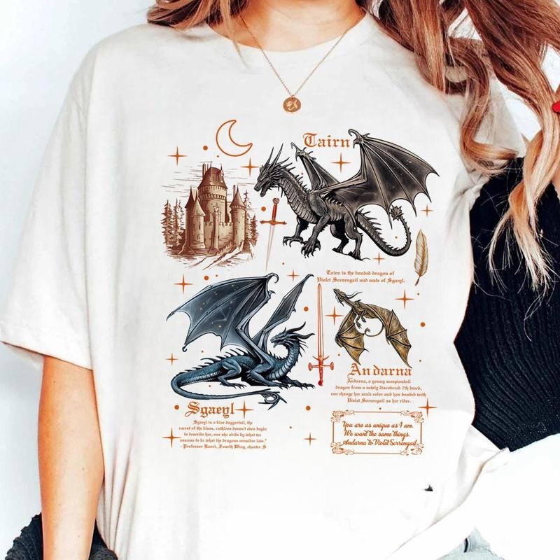 Fourth Wing Dragon Shirt, Tairn & Andarna Dragon Shirt, Basgiath War College Shirt, Dragon Rider Sweatshirt, Bookish Gift...