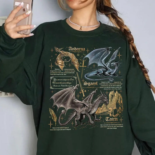 Fourth Wing Dragon Shirt, Tairn & Andarna Dragon Sweatshirt, Basgiath War College Crewneck, Dragon Rider Shirt Hoodie